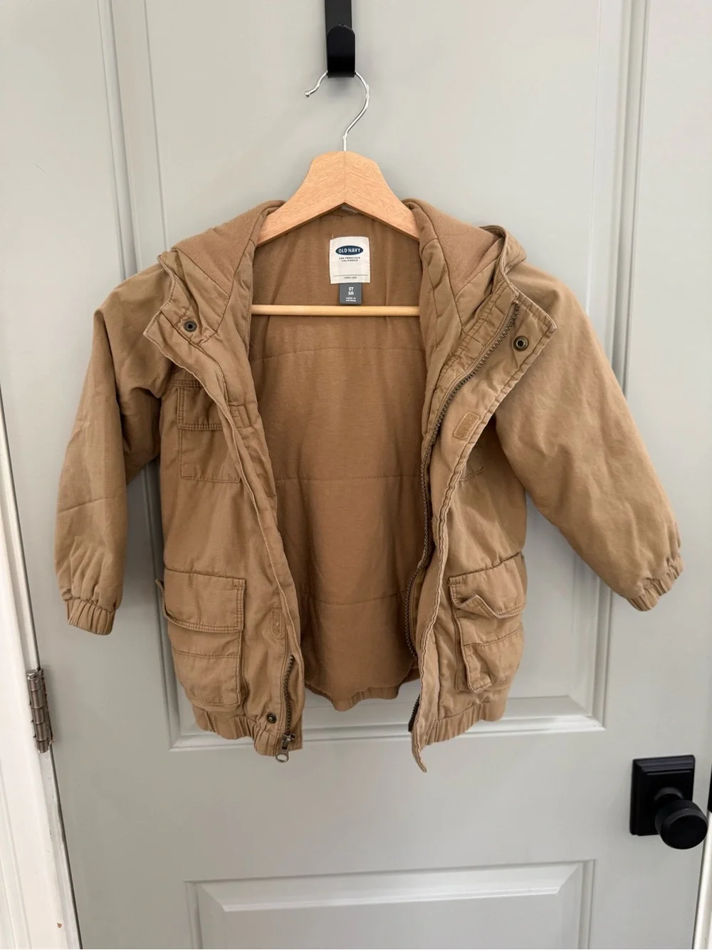 Old Navy Kids Hooded Utility Jacket in Tan